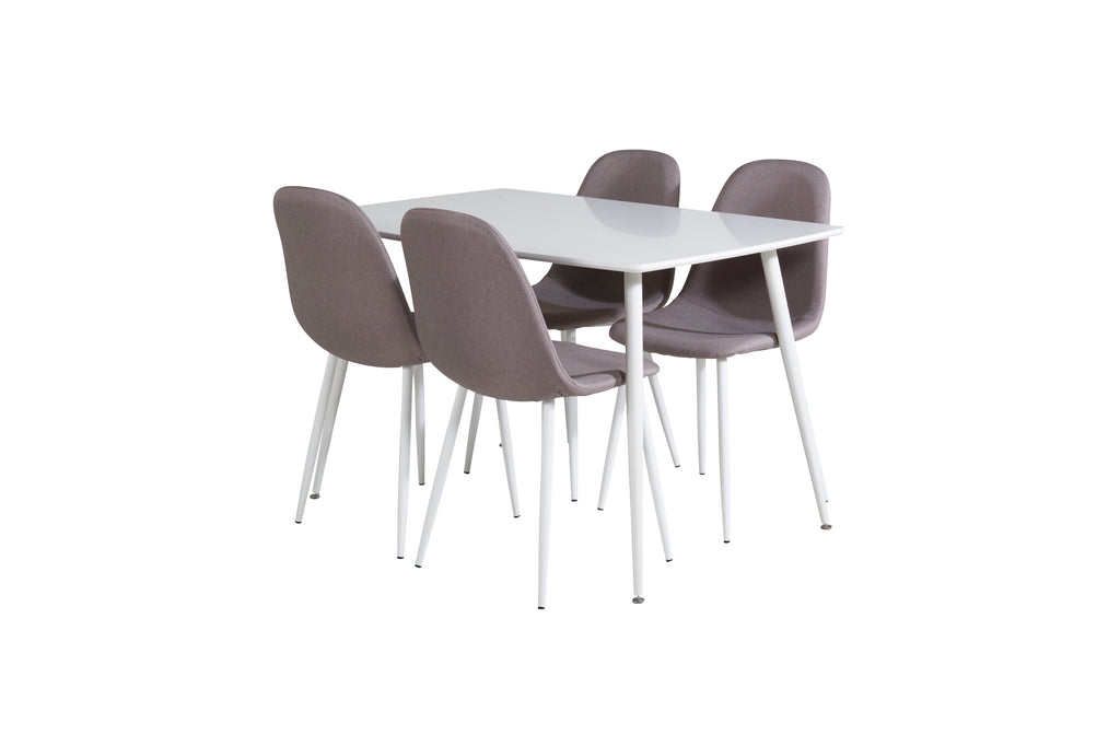 Polar matgrupp med Polar-stolar 120 cm vit och mellangrå
