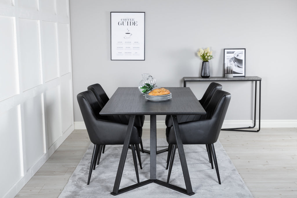 Marina matgrupp med 4 Comfort stolar svart