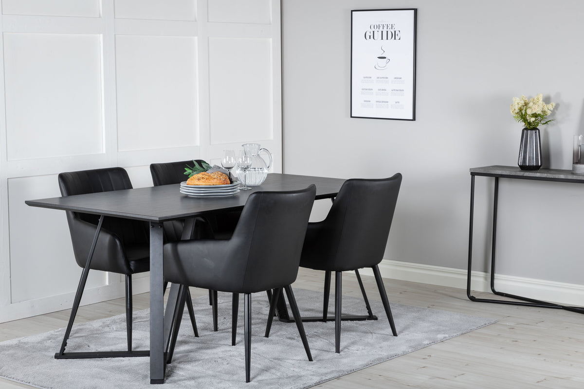 Marina matgrupp med 4 Comfort stolar svart