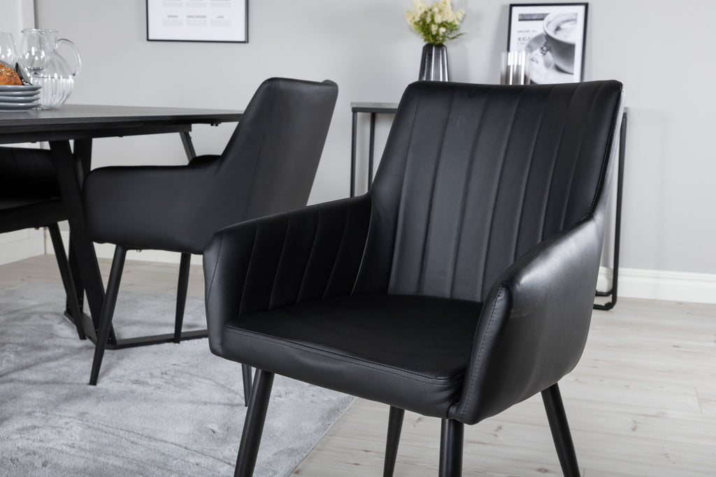 Marina matgrupp med 4 Comfort stolar svart