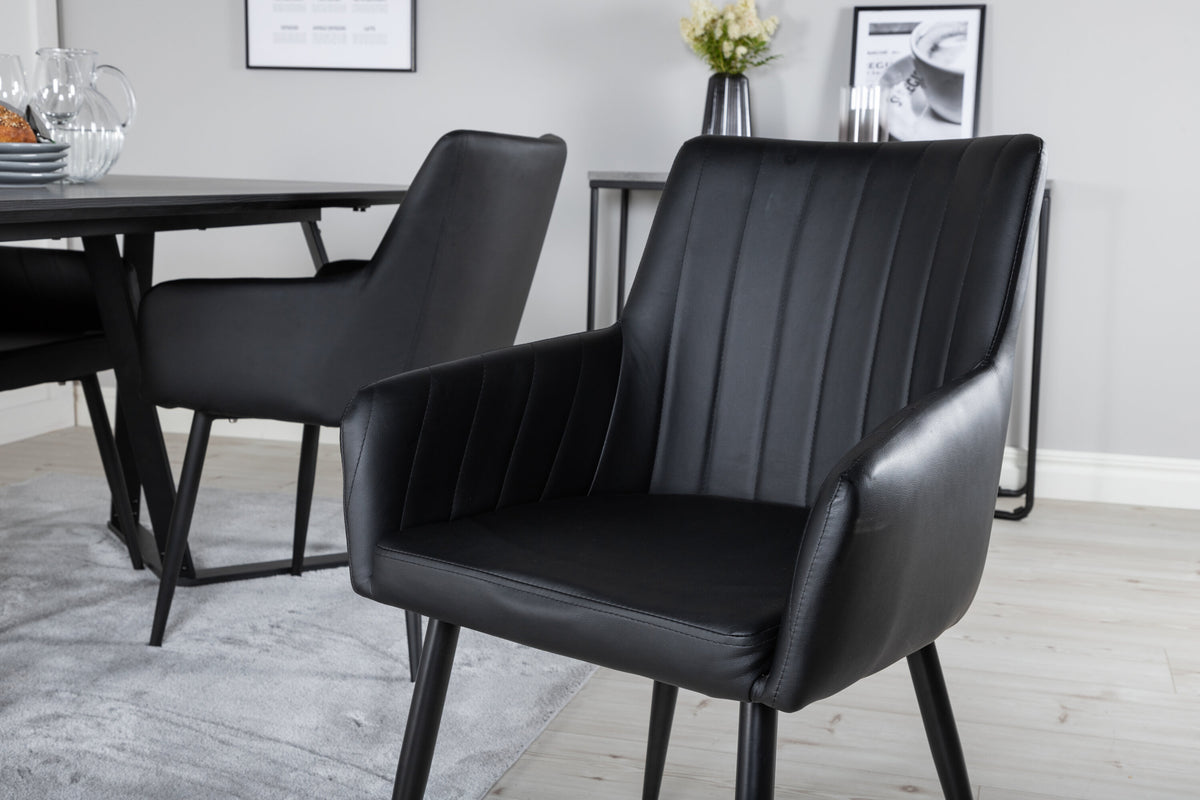 Marina matgrupp med 4 Comfort stolar svart