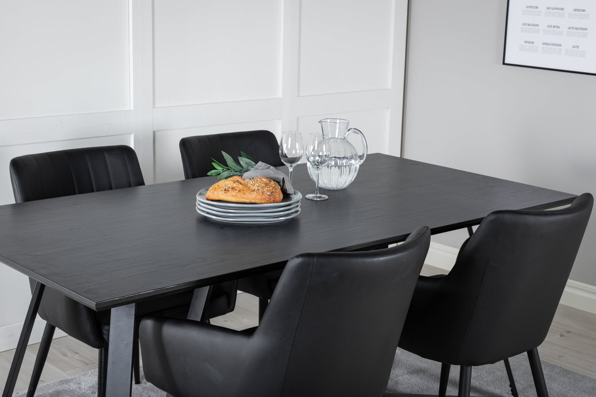 Marina matgrupp med 4 Comfort stolar svart