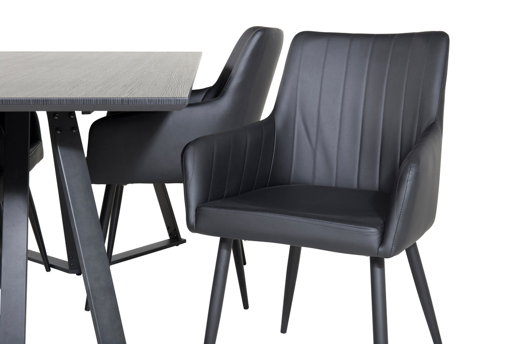 Marina matgrupp med 4 Comfort stolar svart