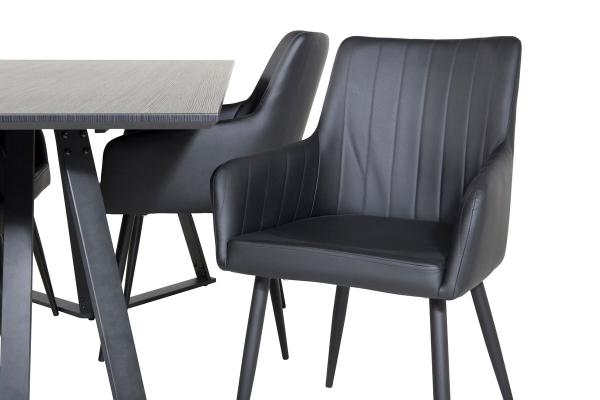 Marina matgrupp med 4 Comfort stolar svart