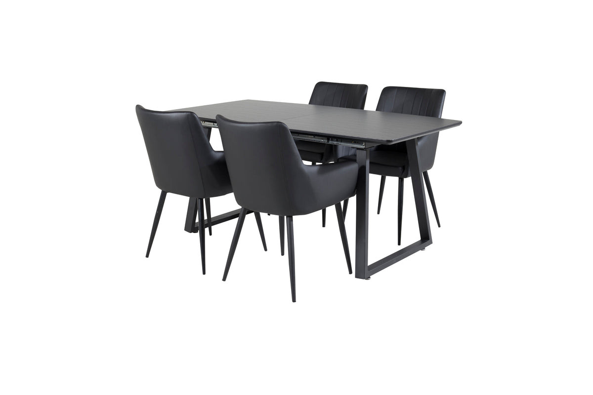Inca/Comfort rektangulär matgrupp med utdragbart bord svart