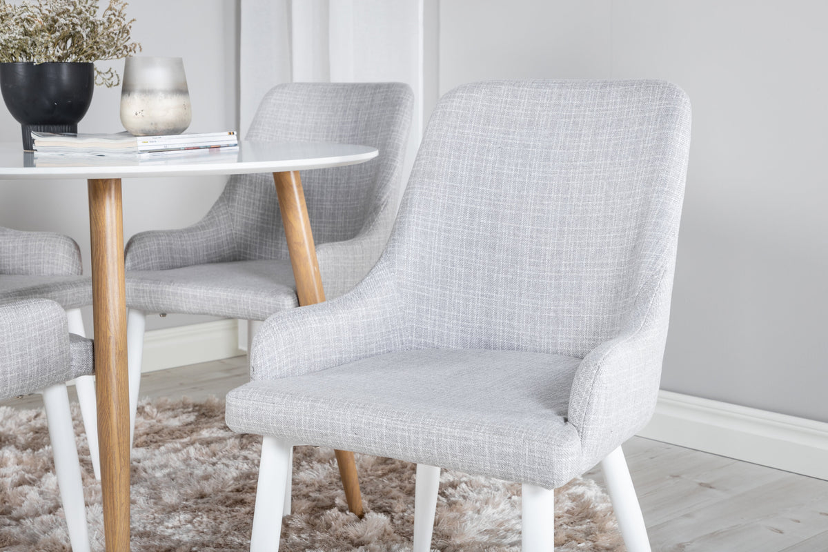 Plaza rund matgrupp med Plaza stolar Ø100 cm höjd 75 cm ekimitation/vit/ljusgrå