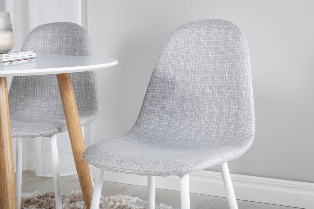 Plaza rund matgrupp med Polar stolar Ø100 cm höjd 75 cm ekimitation/vit/ljusgrå