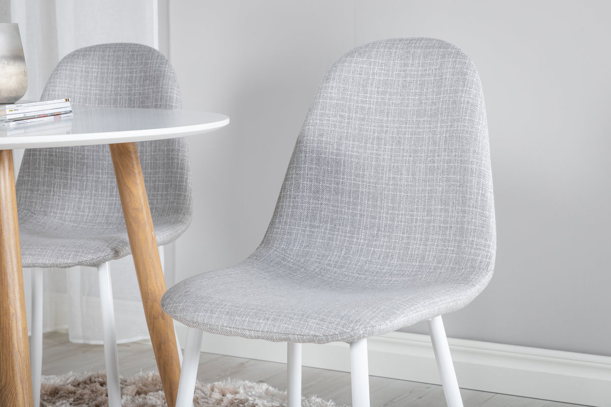 Plaza rund matgrupp med Polar stolar Ø100 cm höjd 75 cm ekimitation/vit/ljusgrå