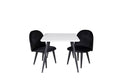 Polar matgrupp med Velvet stolar 80x60 cm vit/svart sammet