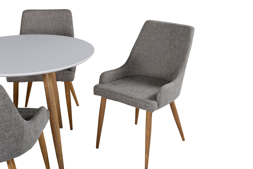 Polar matgrupp med Plaza-stolar Ø90 cm höjd 75 cm ekimitation, vit och ljusgrå