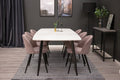 Polar Elips matgrupp med 6 Velvet-stolar 240x100 cm, höjd 75 cm, svart/vit/rosa manchester