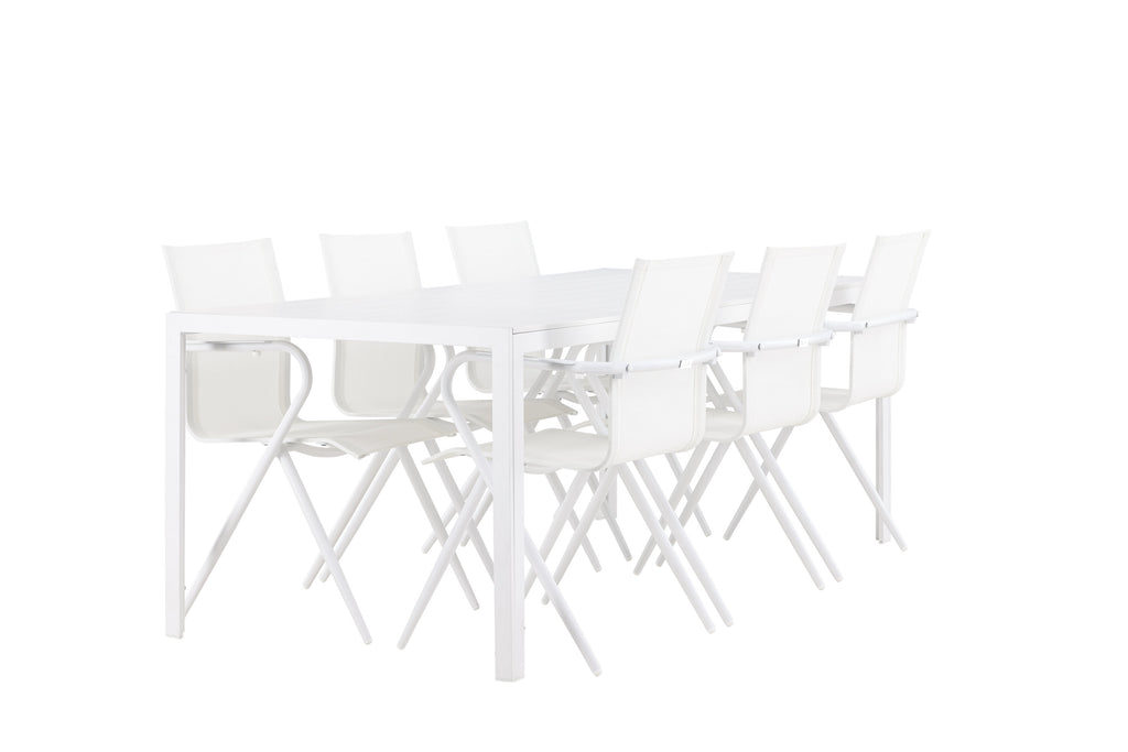 Break matgrupp med 6 Alina matstolar vit