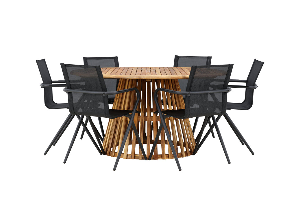Tucumán/Alina matgrupp Ø120 cm akacia/svart