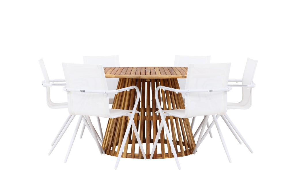 Tucumán/Alina matgrupp Ø120 cm akacia/vit