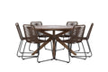 Rosario matgrupp med 6 Lindos matstolar Ø140 cm teak/svart