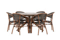 Rosario och Vila Real matgrupp Ø140 cm brun/svart teak