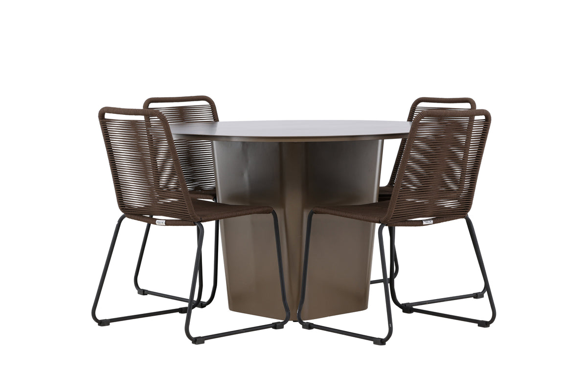Santa Fe och Lindos matgrupp Ø120 cm rostbrun/svart aluminium