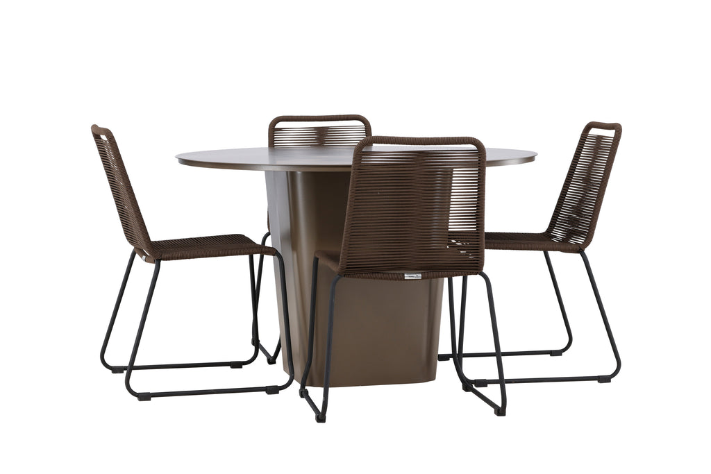 Santa Fe och Lindos matgrupp Ø120 cm rostbrun/svart aluminium