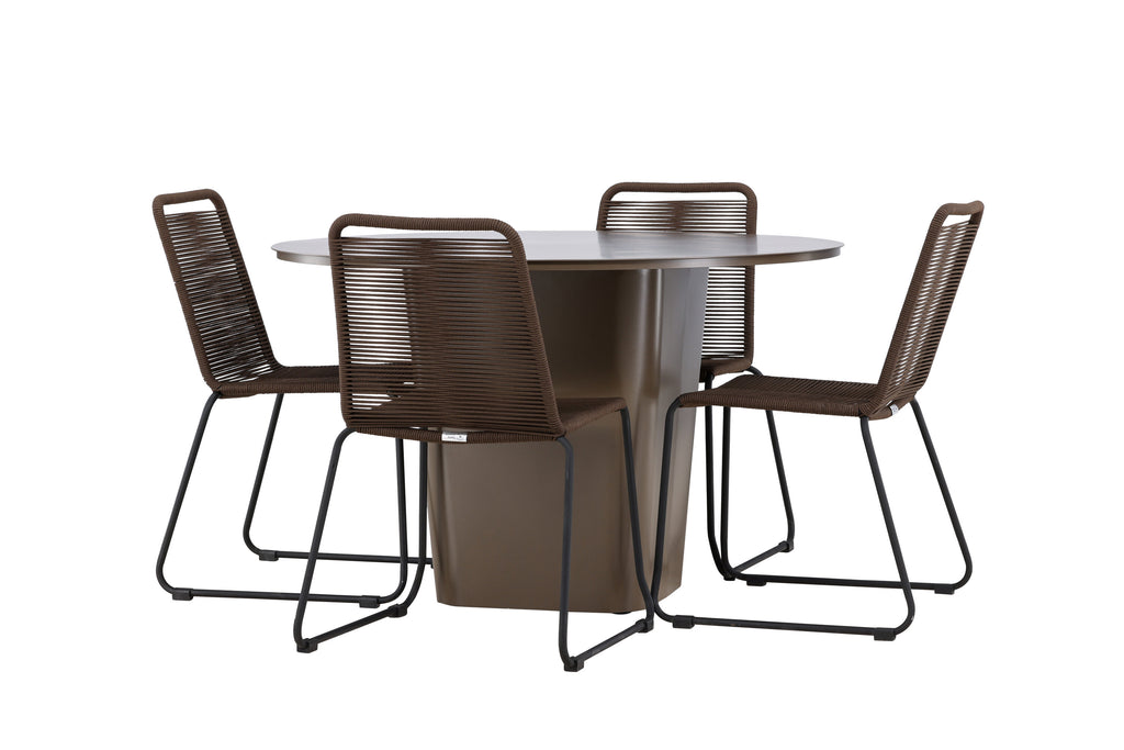 Santa Fe och Lindos matgrupp Ø120 cm rostbrun/svart aluminium