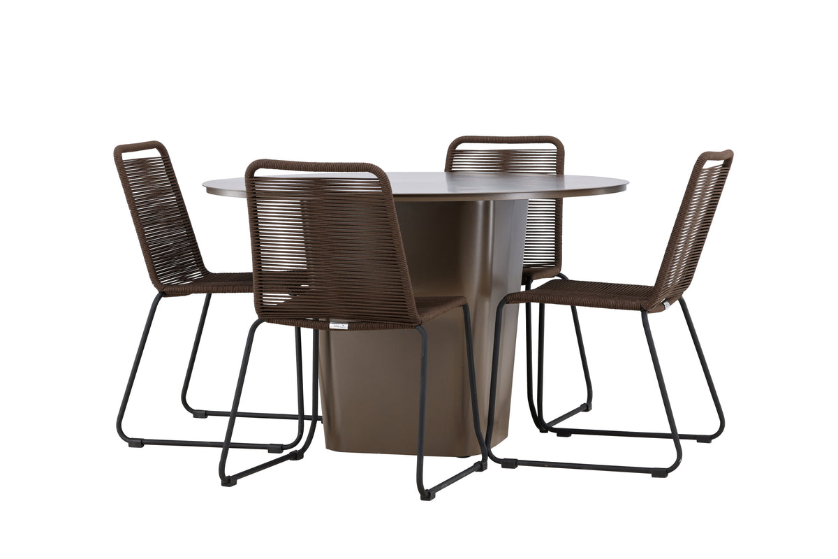 Santa Fe och Lindos matgrupp Ø120 cm rostbrun/svart aluminium