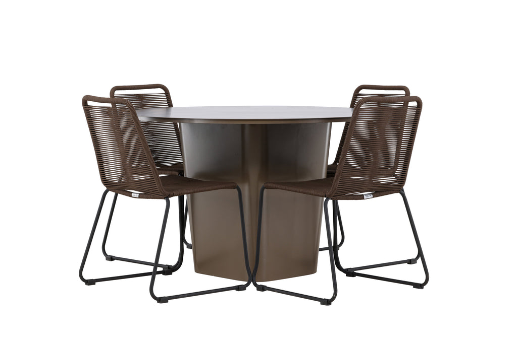 Santa Fe och Lindos matgrupp Ø120 cm rostbrun/svart aluminium