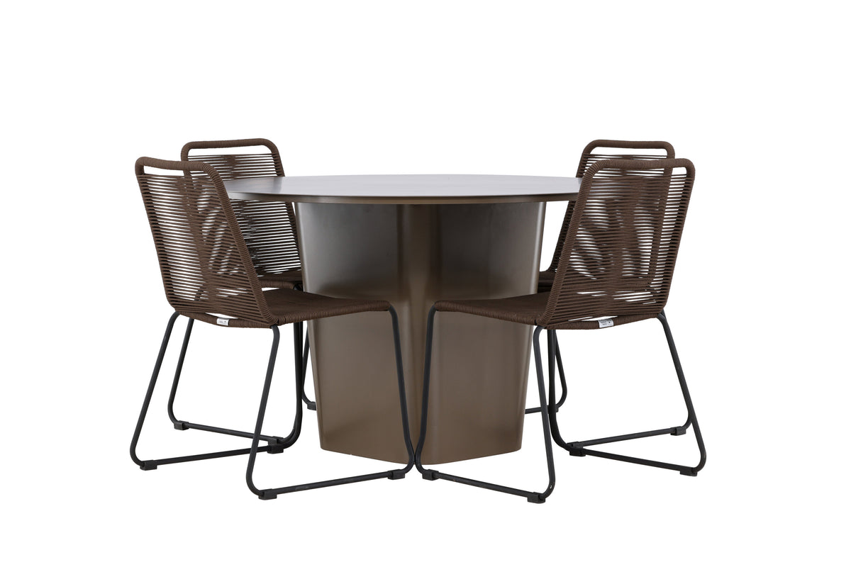 Santa Fe och Lindos matgrupp Ø120 cm rostbrun/svart aluminium
