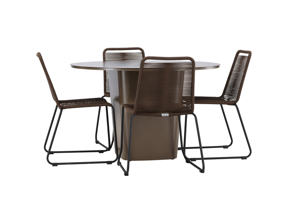 Santa Fe och Lindos matgrupp Ø120 cm rostbrun/svart aluminium