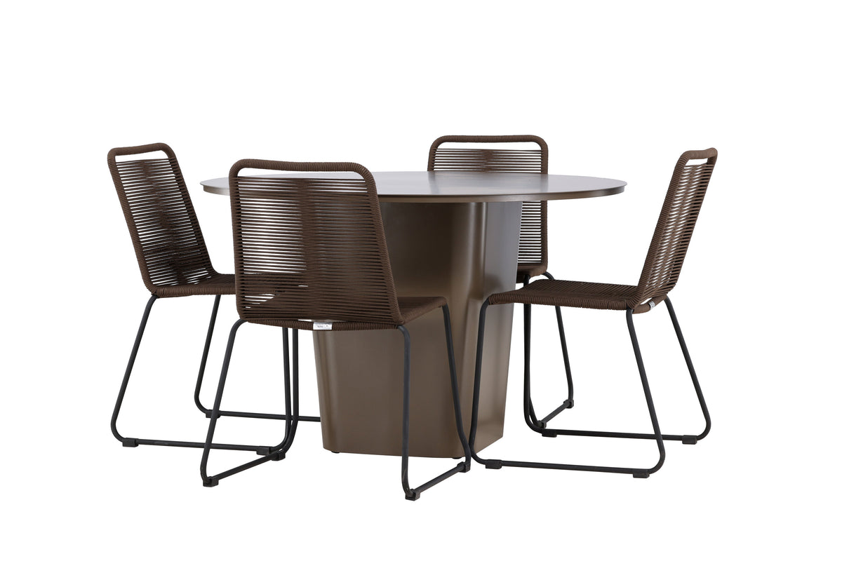 Santa Fe och Lindos matgrupp Ø120 cm rostbrun/svart aluminium
