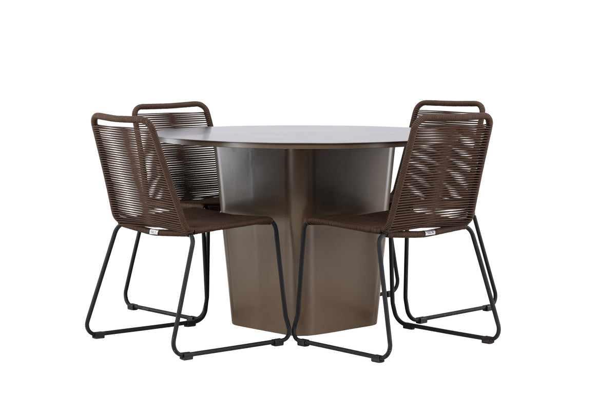 Santa Fe och Lindos matgrupp Ø120 cm rostbrun/svart aluminium