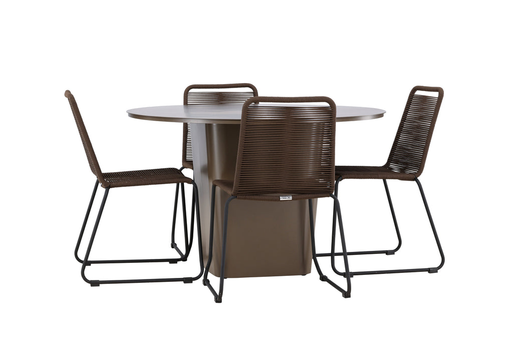 Santa Fe och Lindos matgrupp Ø120 cm rostbrun/svart aluminium
