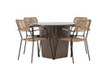 Santa Fe och Lindos matgrupp Ø120 cm rostbrun/svart/lattebeige aluminium och rep