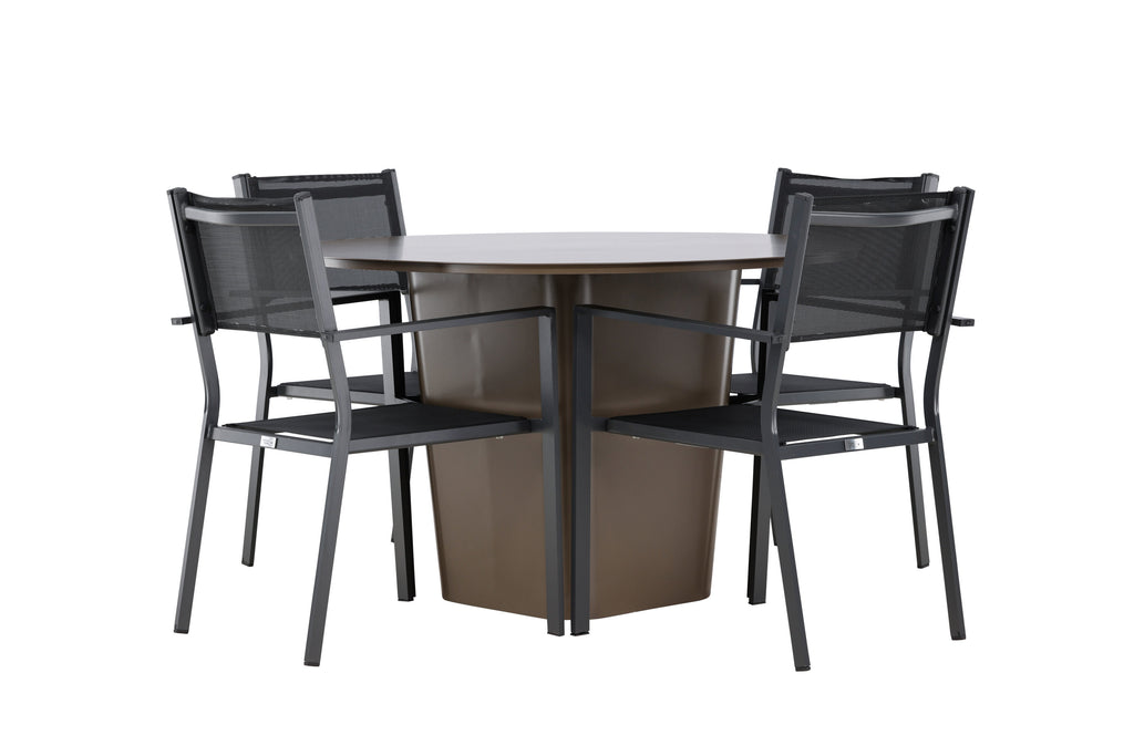 Santa Fe och Copacabana matgrupp Ø120 cm rostbrun/svart