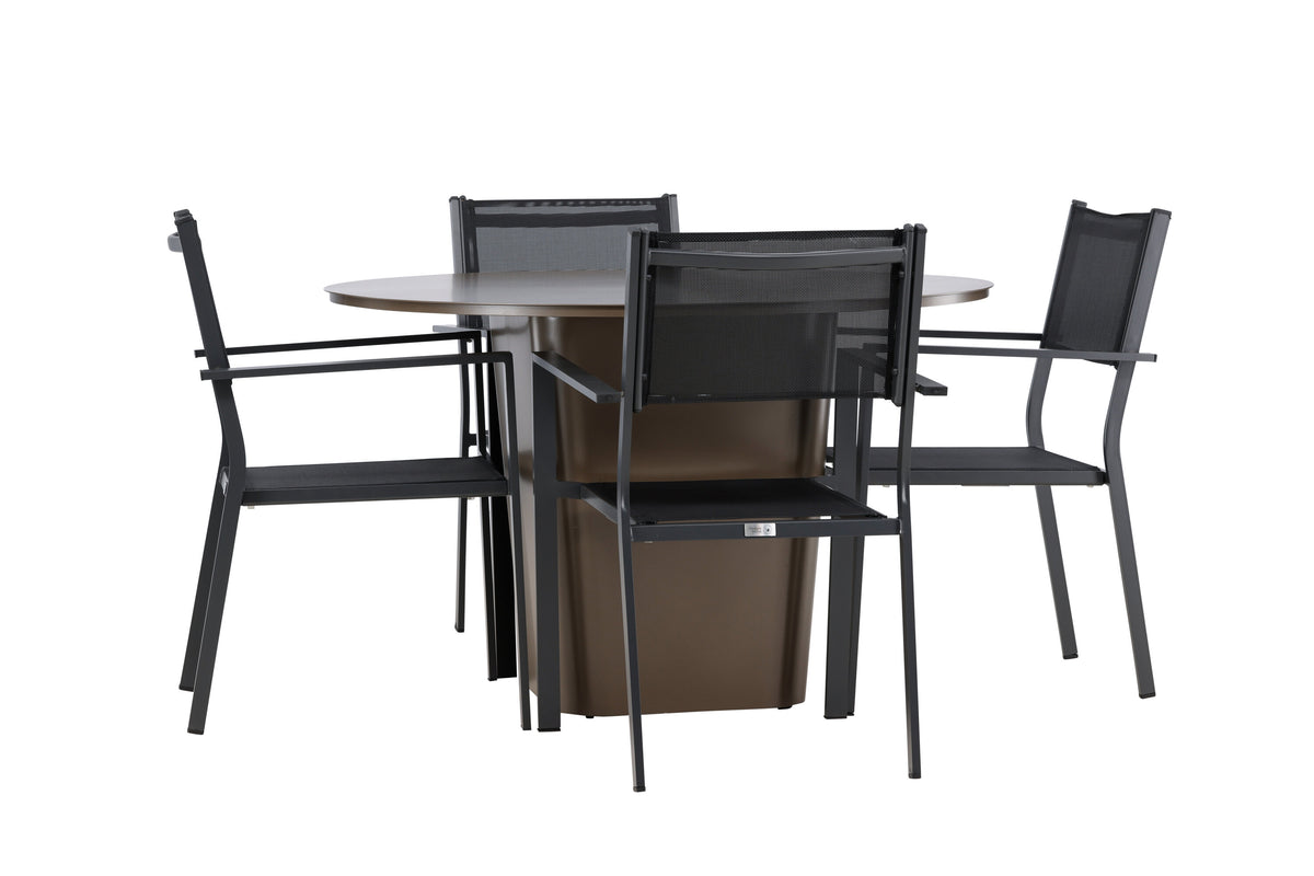 Santa Fe och Copacabana matgrupp Ø120 cm rostbrun/svart