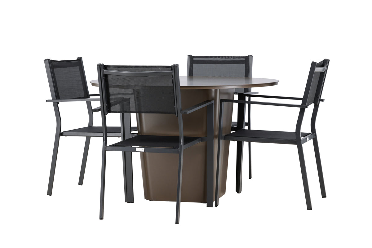 Santa Fe och Copacabana matgrupp Ø120 cm rostbrun/svart