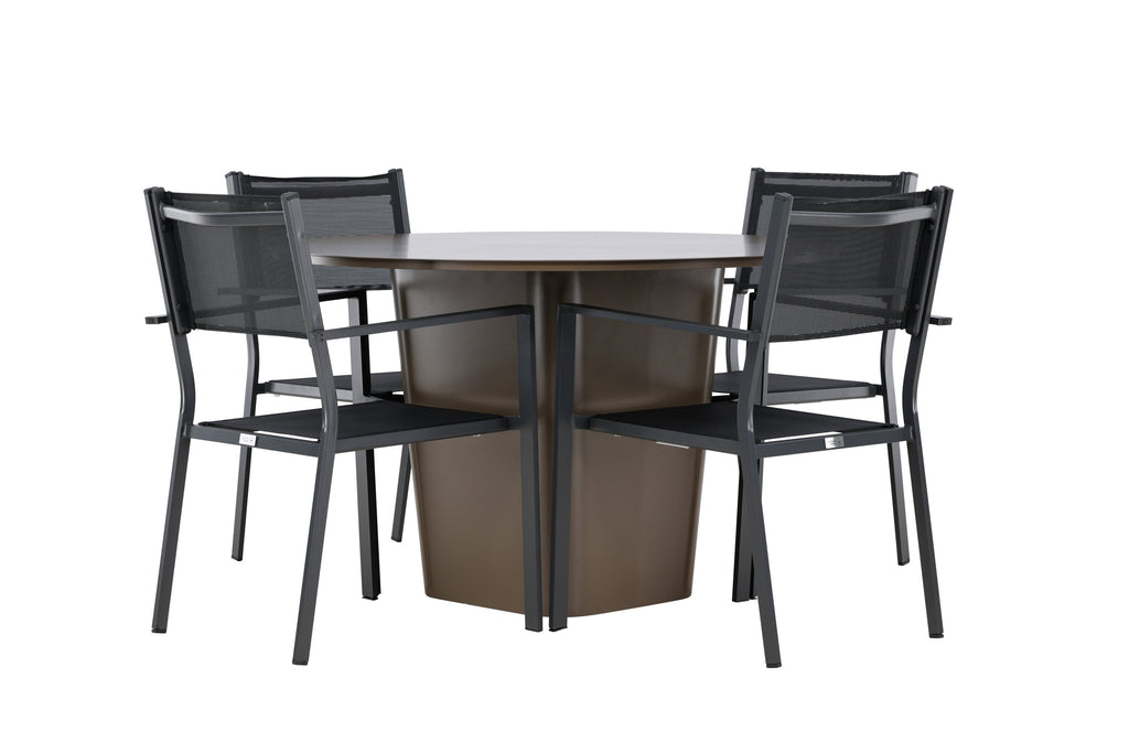 Santa Fe och Copacabana matgrupp Ø120 cm rostbrun/svart
