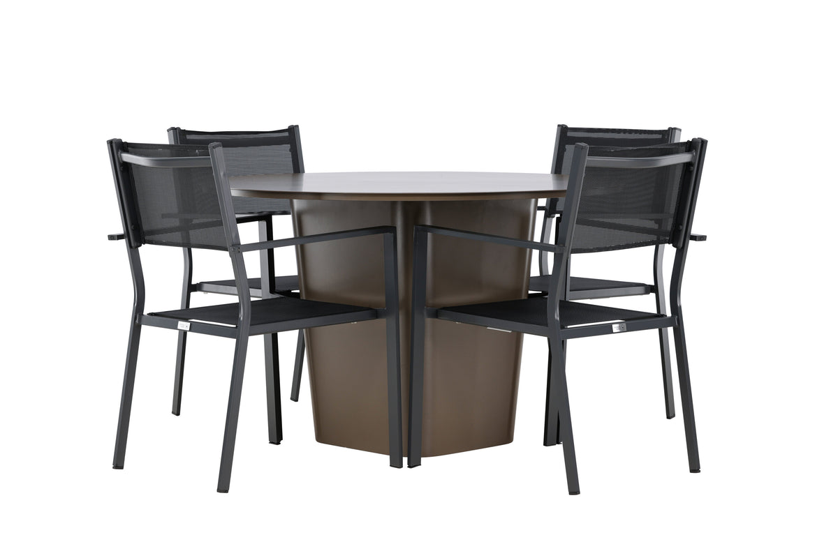 Santa Fe och Copacabana matgrupp Ø120 cm rostbrun/svart