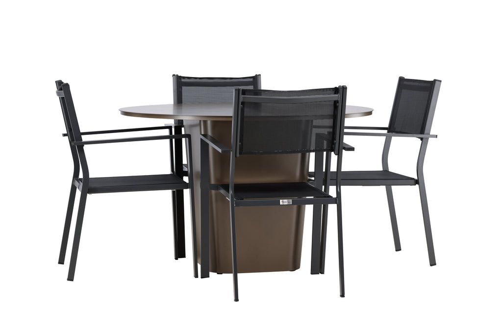 Santa Fe och Copacabana matgrupp Ø120 cm rostbrun/svart