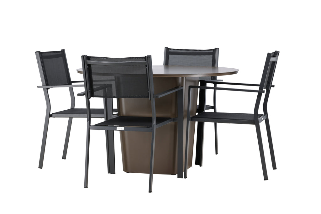 Santa Fe och Copacabana matgrupp Ø120 cm rostbrun/svart
