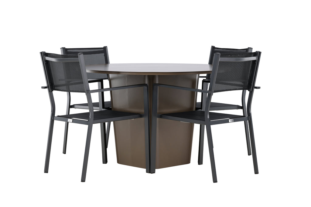 Santa Fe och Copacabana matgrupp Ø120 cm rostbrun/svart