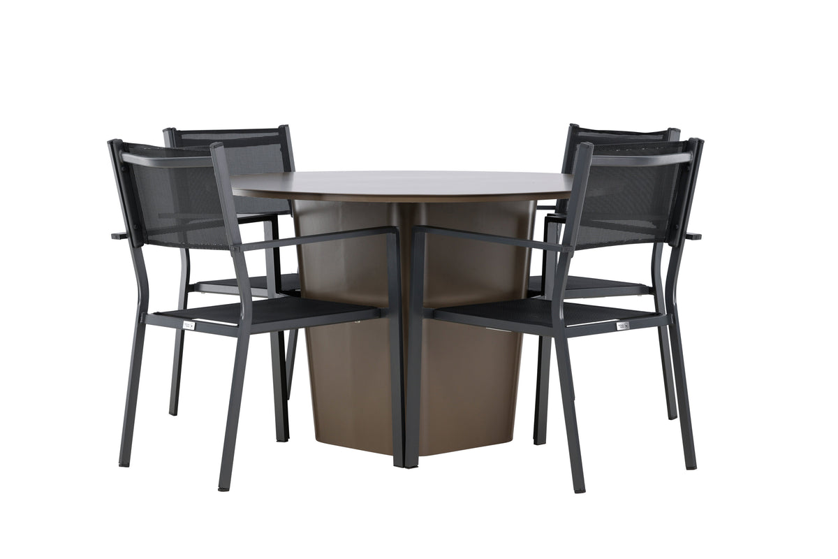 Santa Fe och Copacabana matgrupp Ø120 cm rostbrun/svart