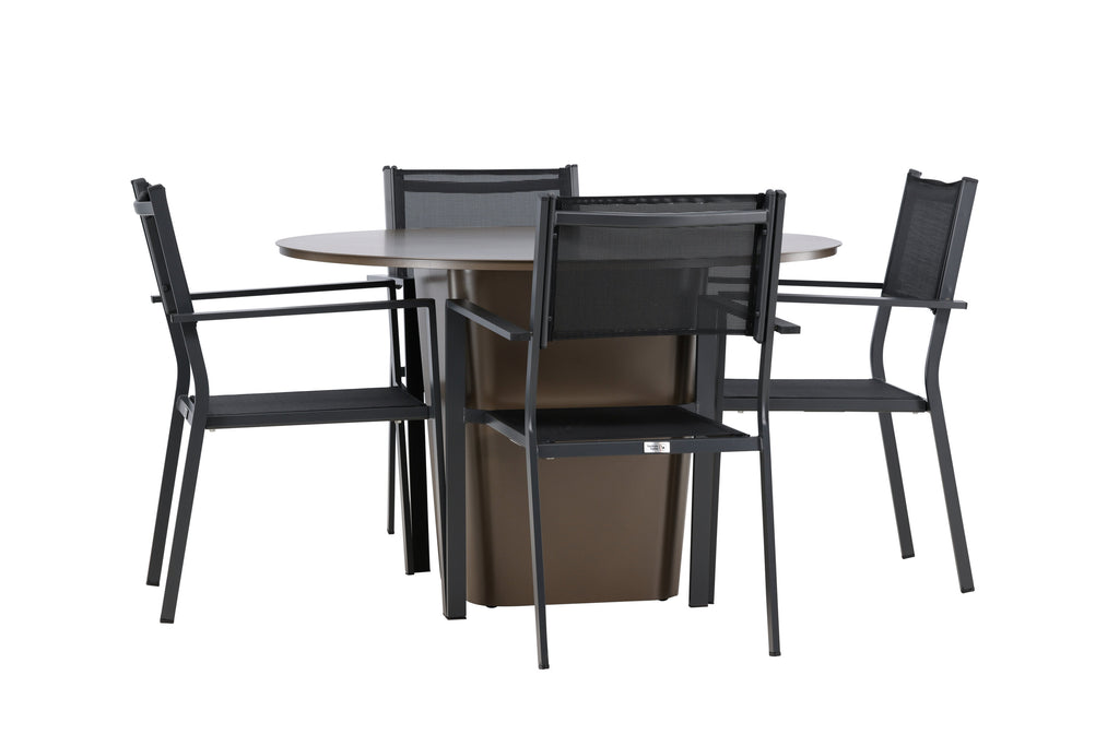 Santa Fe och Copacabana matgrupp Ø120 cm rostbrun/svart