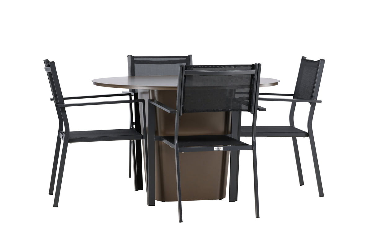 Santa Fe och Copacabana matgrupp Ø120 cm rostbrun/svart