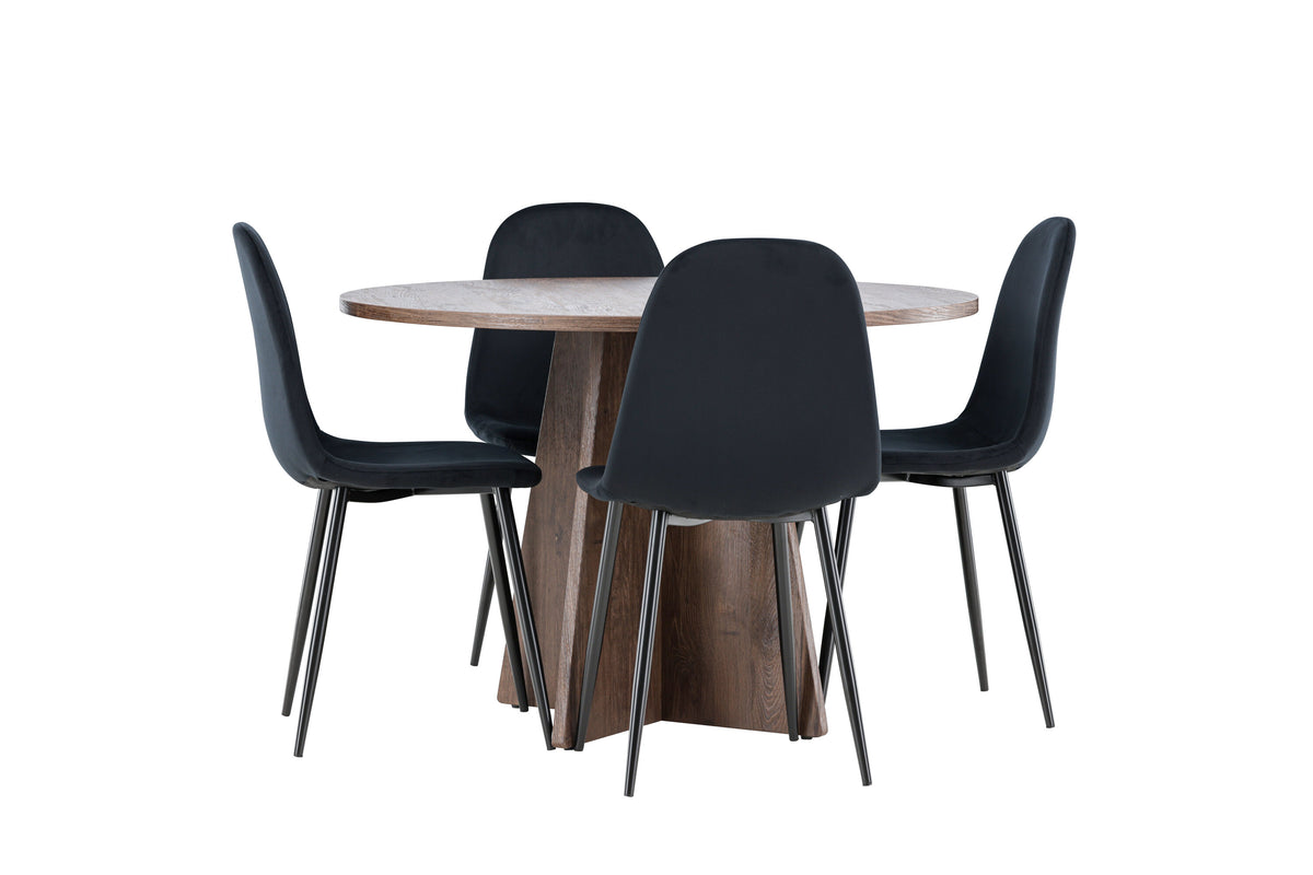Bootcut matbord med Polar matstolar i sammet