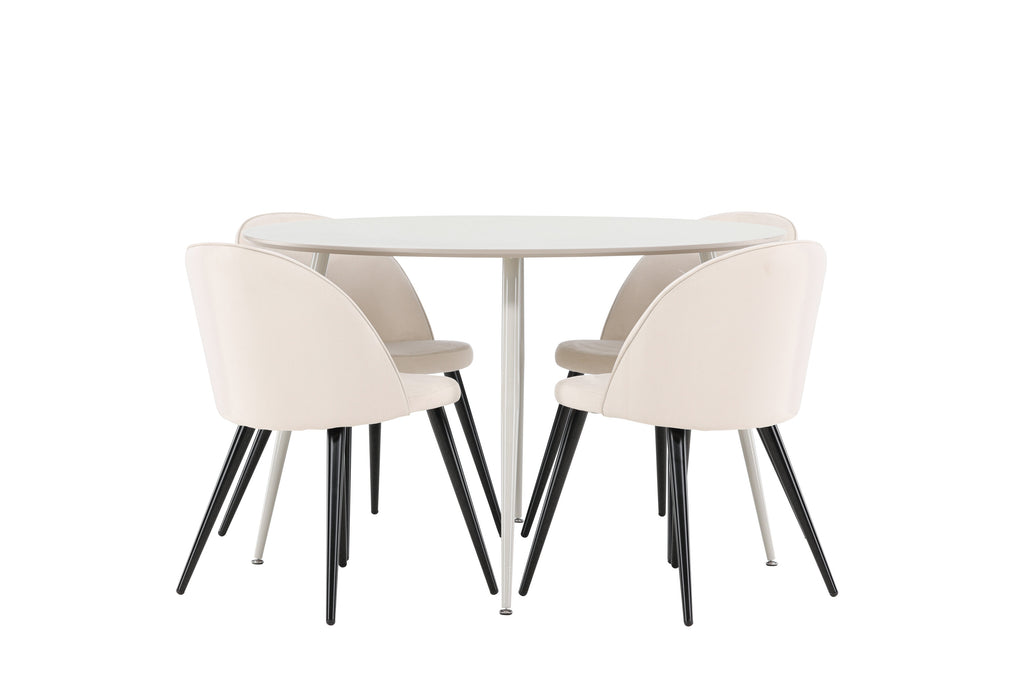 Plaza matbord med Velvet matstolar i sammet