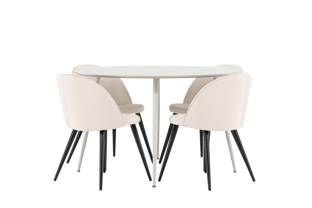 Plaza matbord med Velvet matstolar i sammet