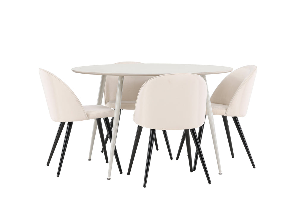 Plaza matbord med Velvet matstolar i sammet