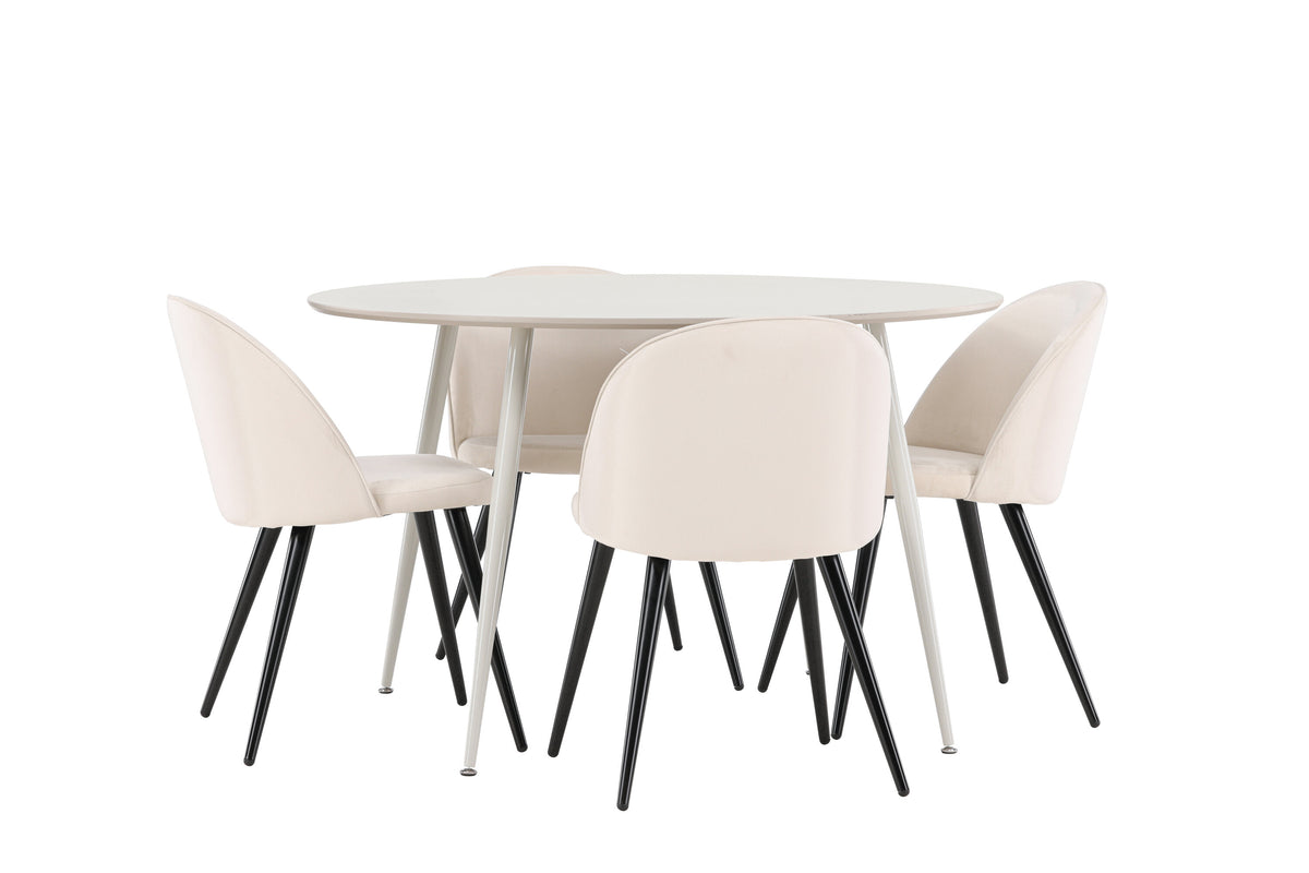 Plaza matbord med Velvet matstolar i sammet