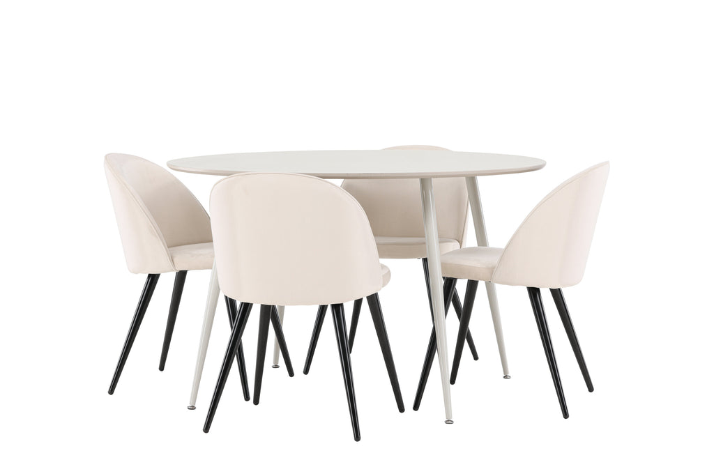 Plaza matbord med Velvet matstolar i sammet