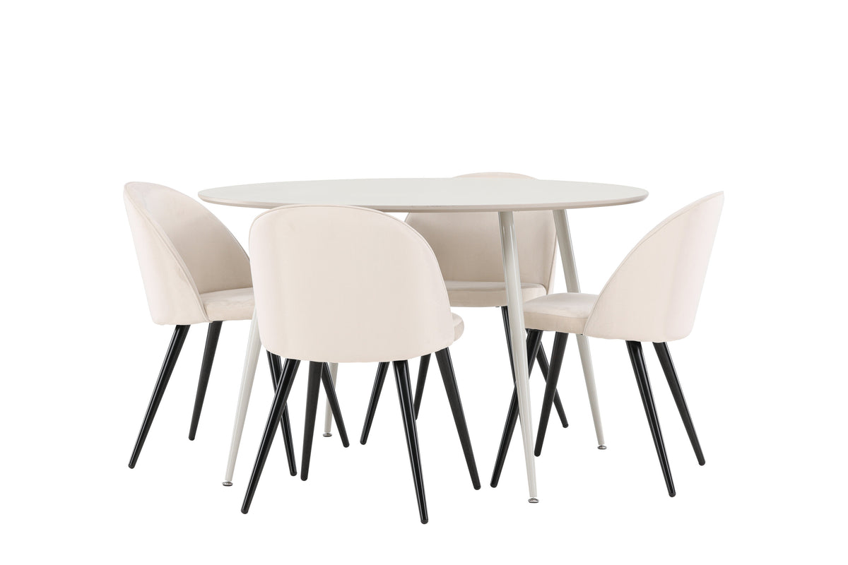 Plaza matbord med Velvet matstolar i sammet