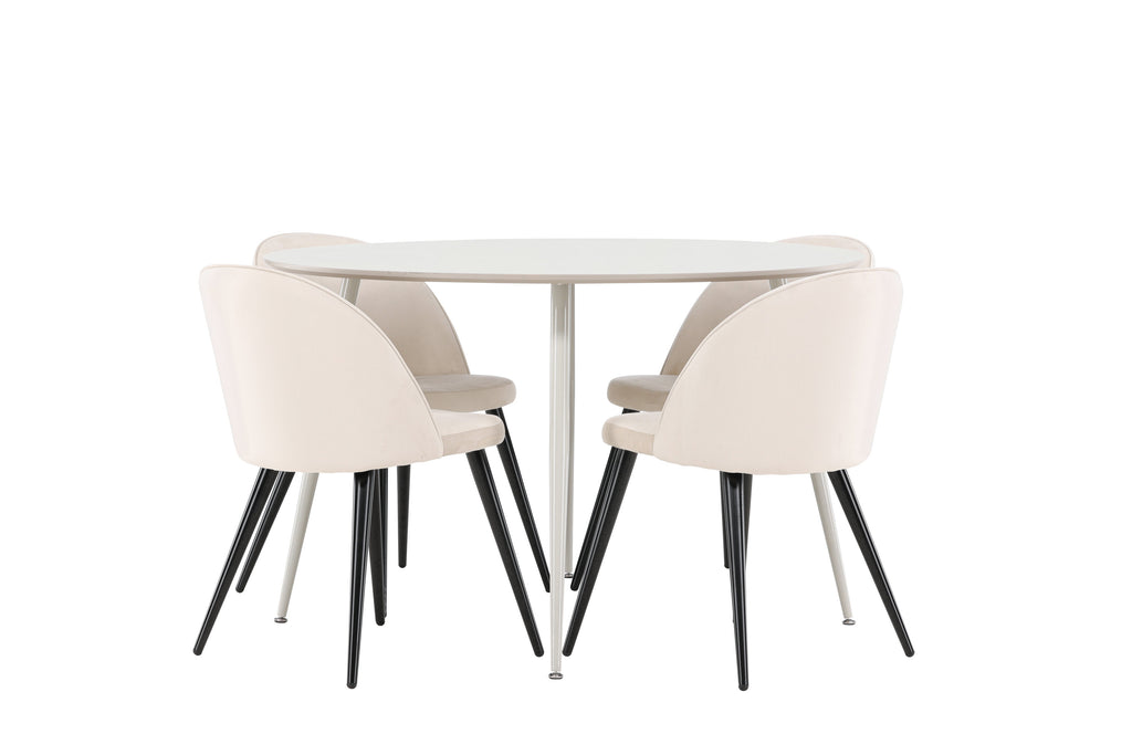Plaza matbord med Velvet matstolar i sammet